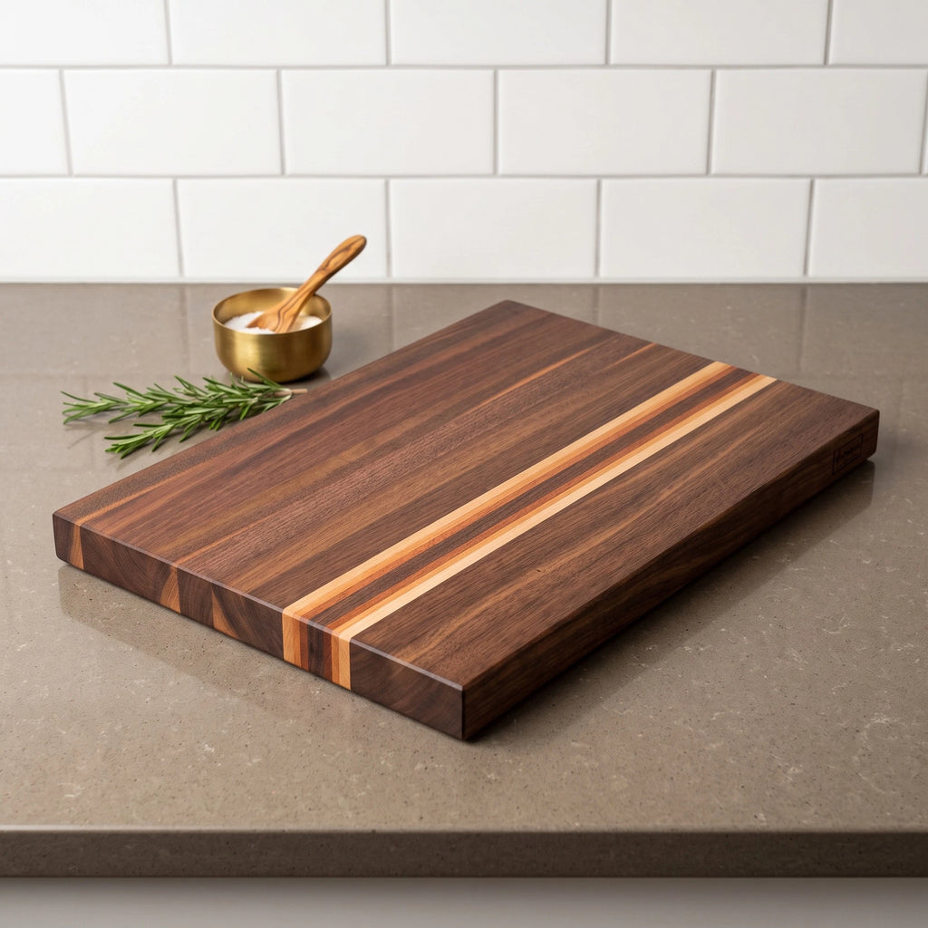Edge Grain Walnut Cutting Board With Accents | 18”x11.75”