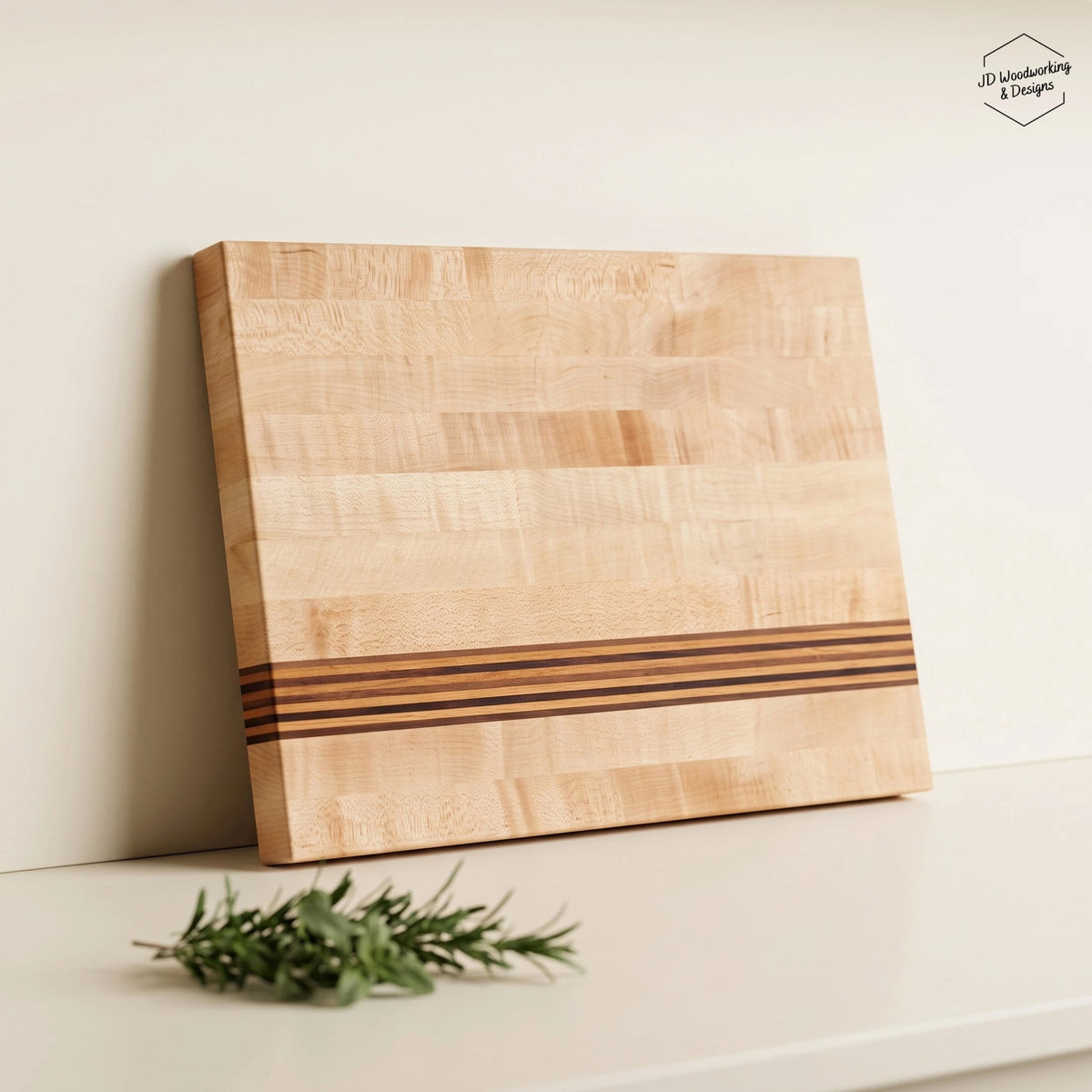 Edge Grain Maple Cutting Board with Walnut & Cherry Accents| 18”x11.75”
