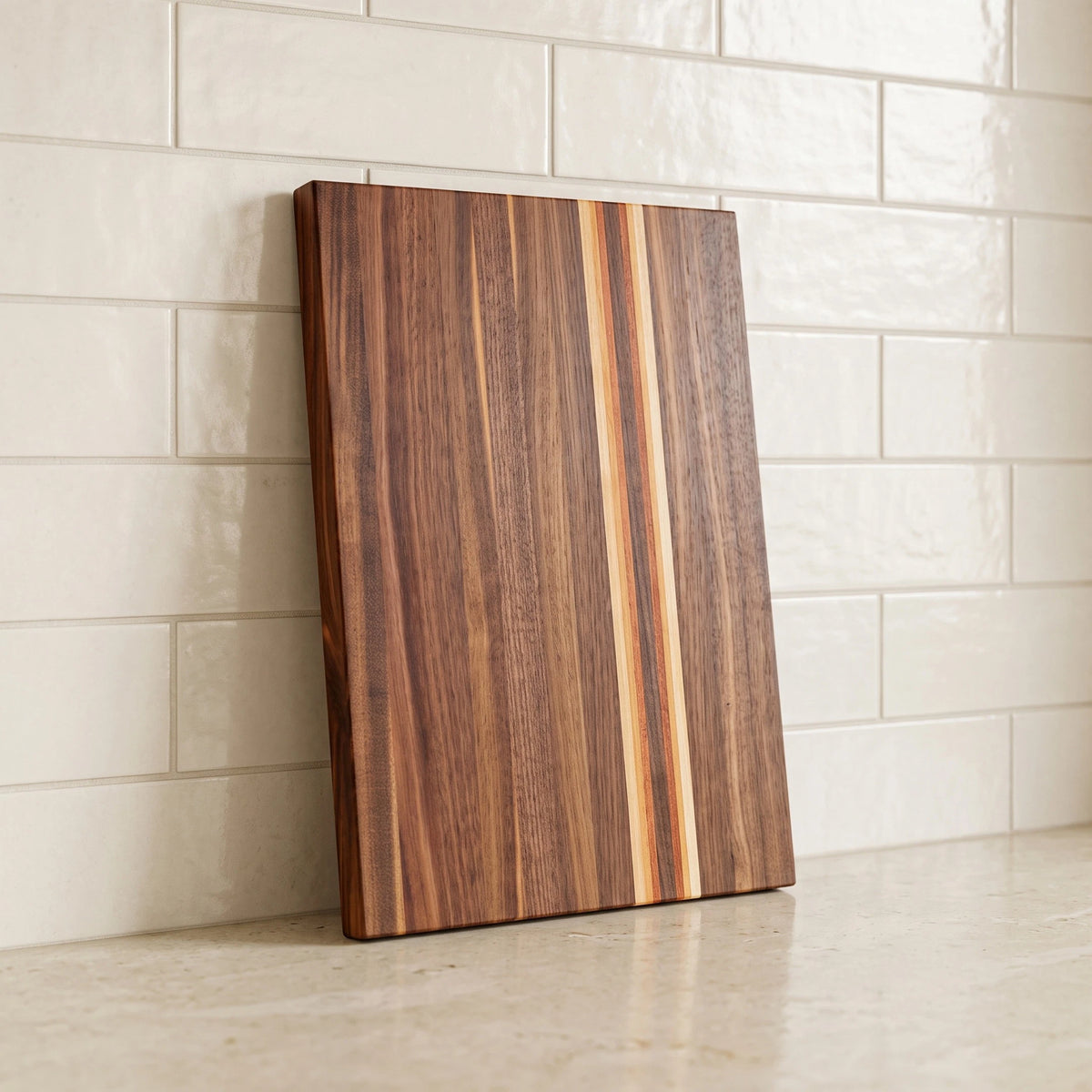 Edge Grain Walnut Cutting Board With Accents | 18”x11.75”