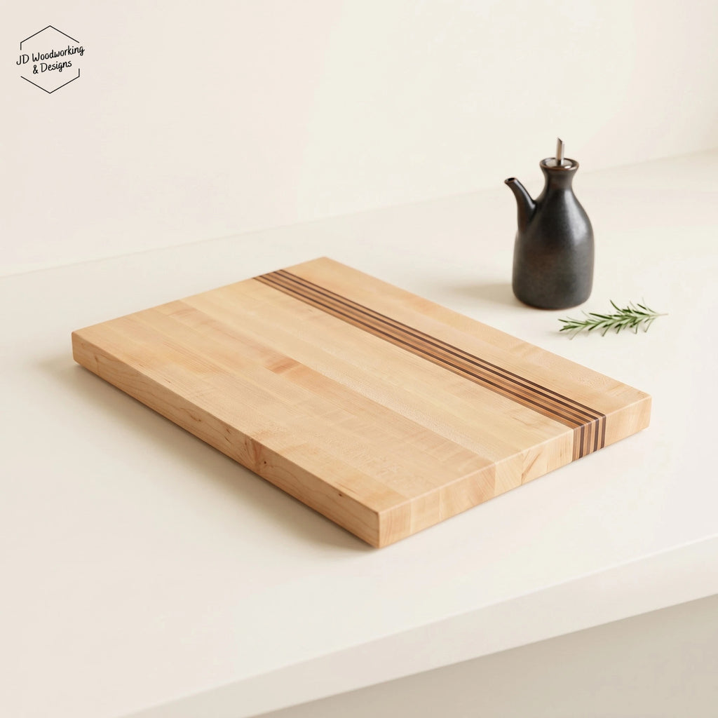 Edge Grain Maple Cutting Board with Walnut & Cherry Accents| 18”x11.75”