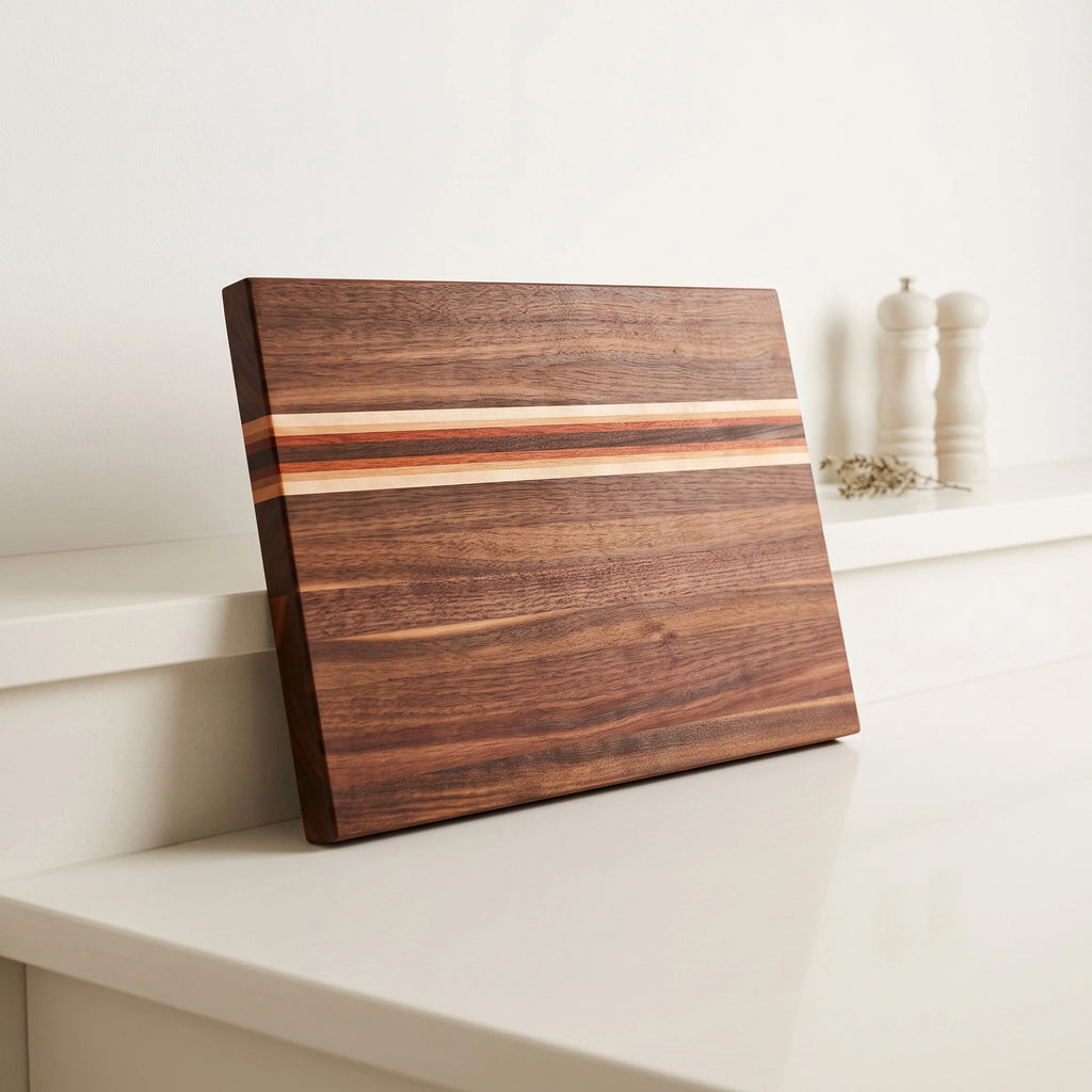Edge Grain Walnut Cutting Board With Accents | 18”x11.75”