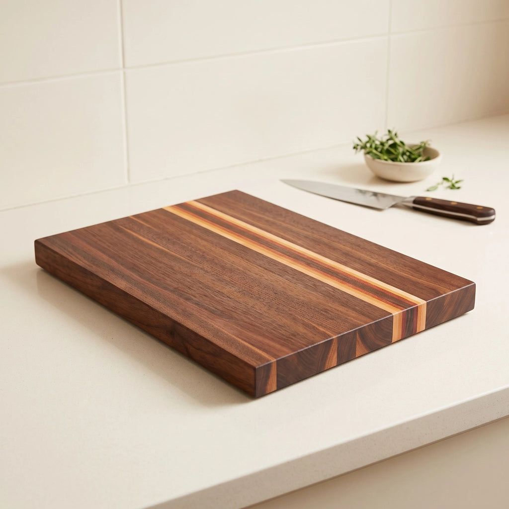 Edge Grain Walnut Cutting Board With Accents | 18”x11.75”