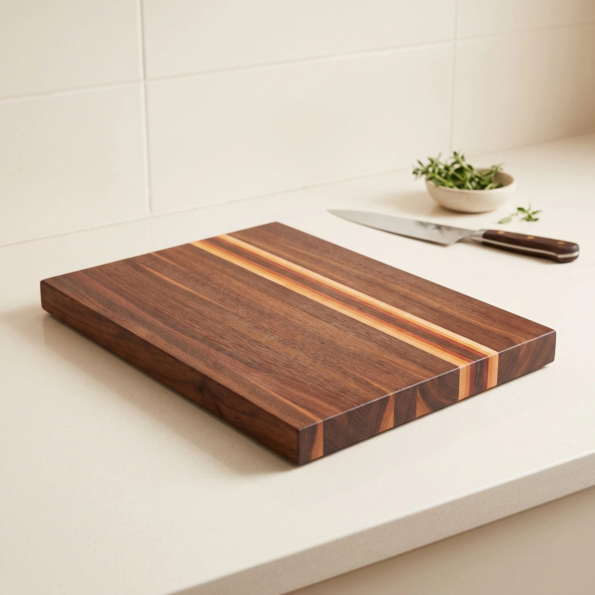 Edge Grain Walnut Cutting Board With Accents | 18”x11.75”