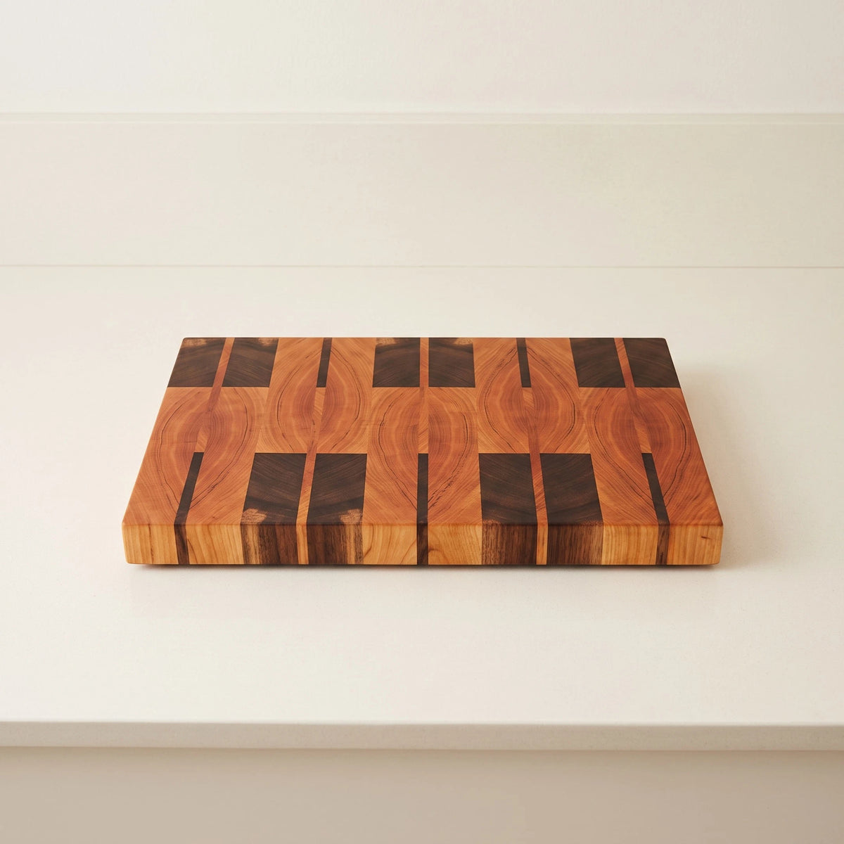 Cherry and walnut end grain cutting board, 15.5 by 10.5 inches