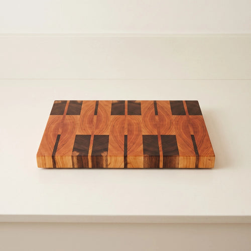 Cherry and walnut end grain cutting board, 15.5 by 10.5 inches