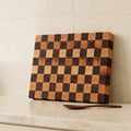 Walnut and maple end grain cutting board, 13 by 9.5 inches