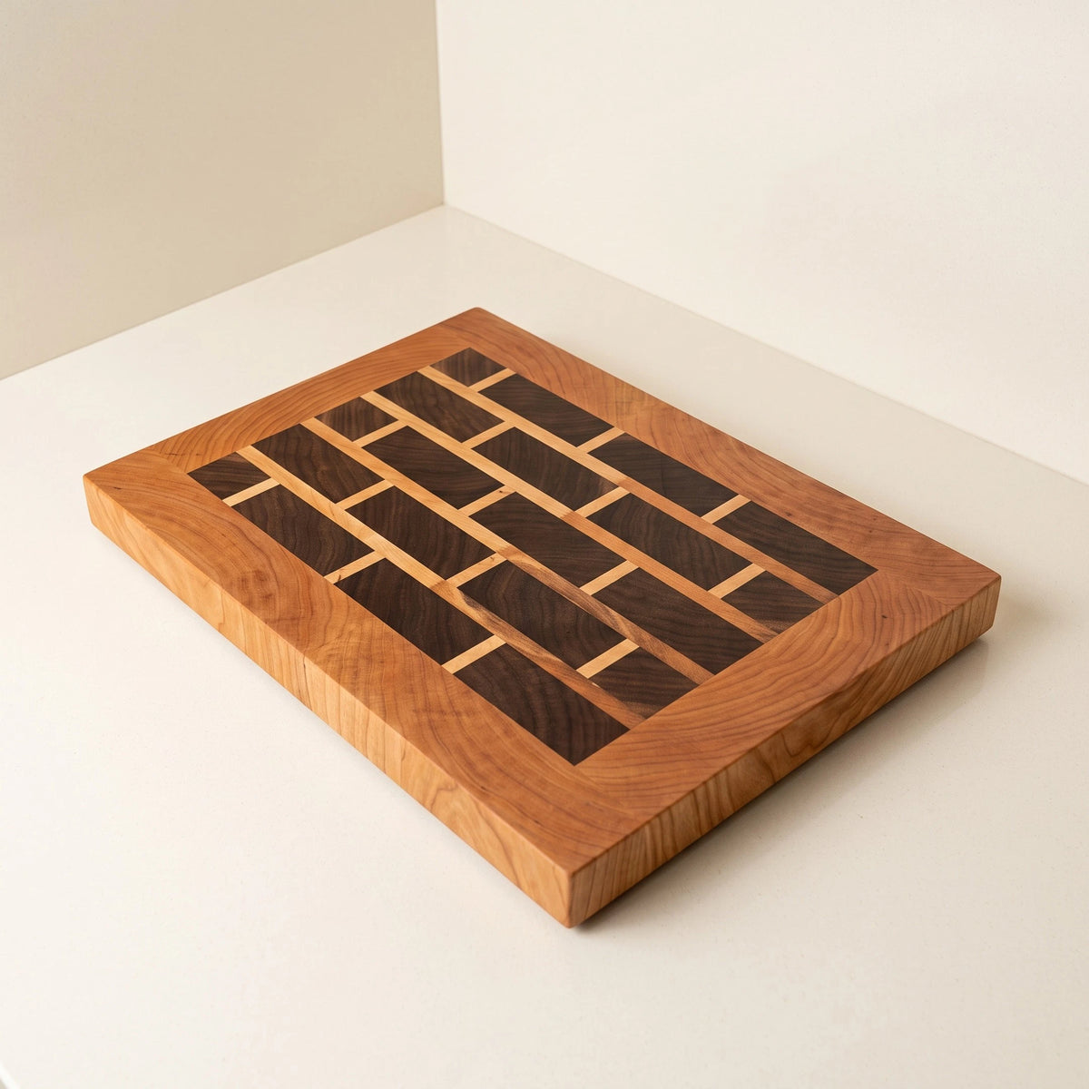 End grain cutting board, 13.5 by 9.75 inches, handcrafted hardwood