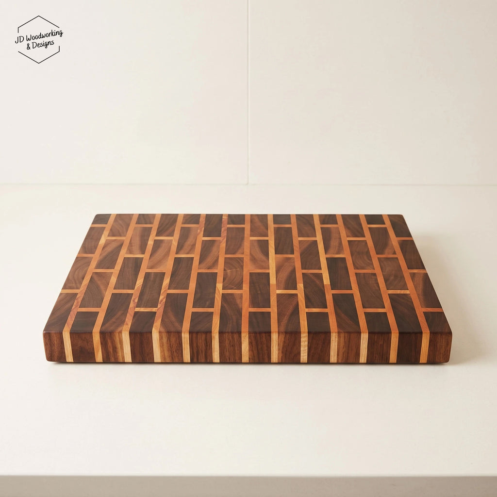 End Grain Brick Pattern Cutting Board | Walnut & Cherry 17”x11.25”