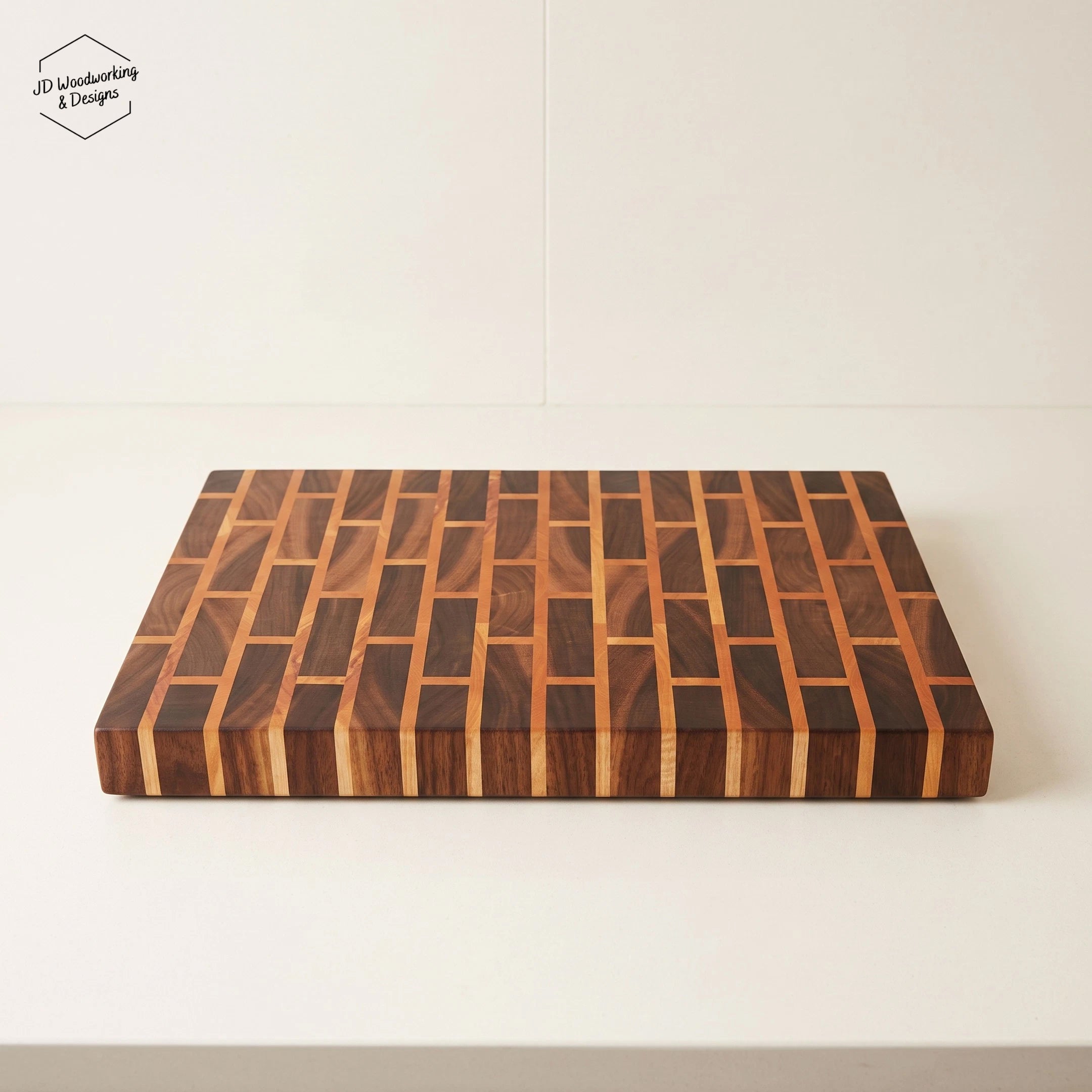 End Grain Brick Pattern Cutting Board | Walnut & Cherry 17”x11.25”