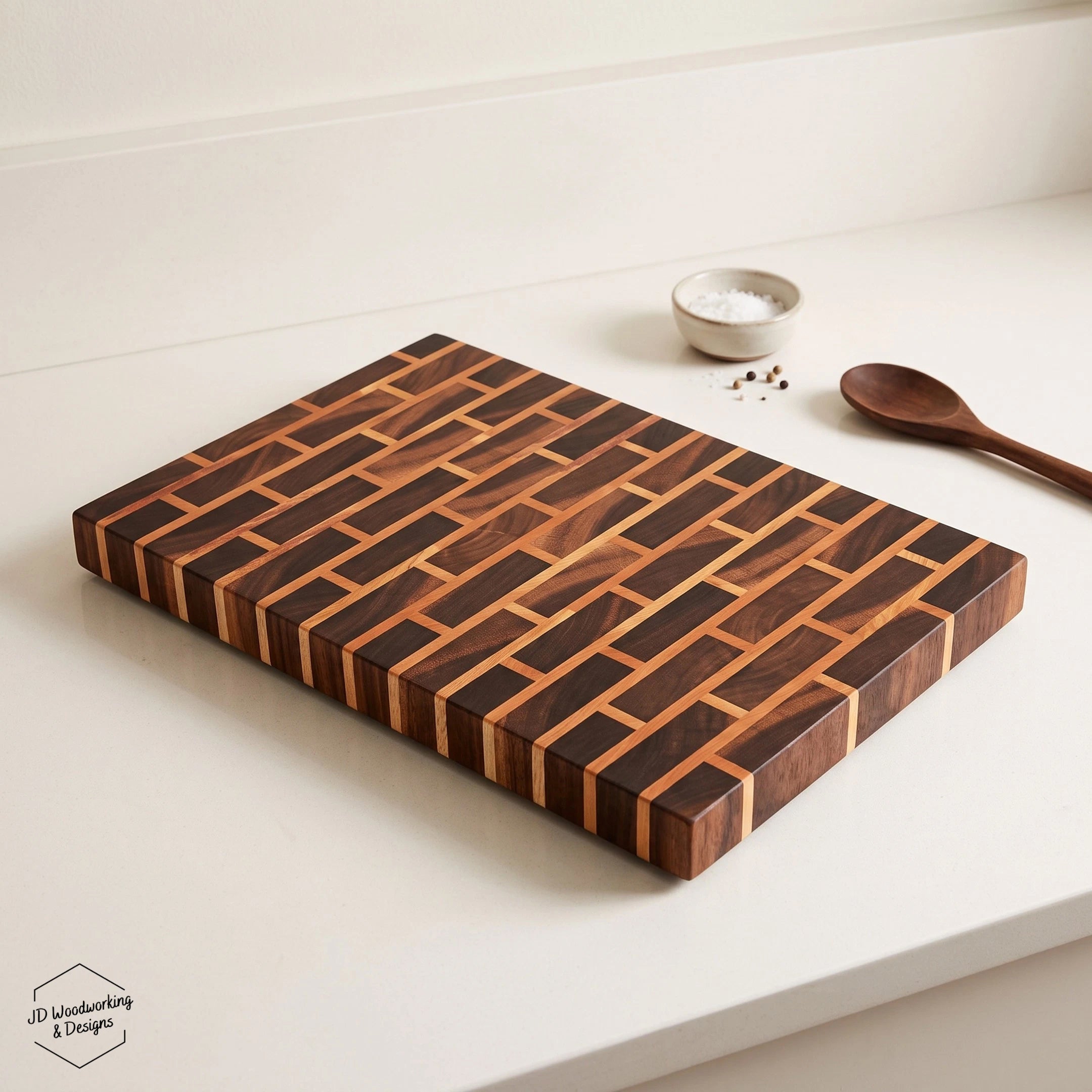 End Grain Brick Pattern Cutting Board | Walnut & Cherry 17”x11.25”
