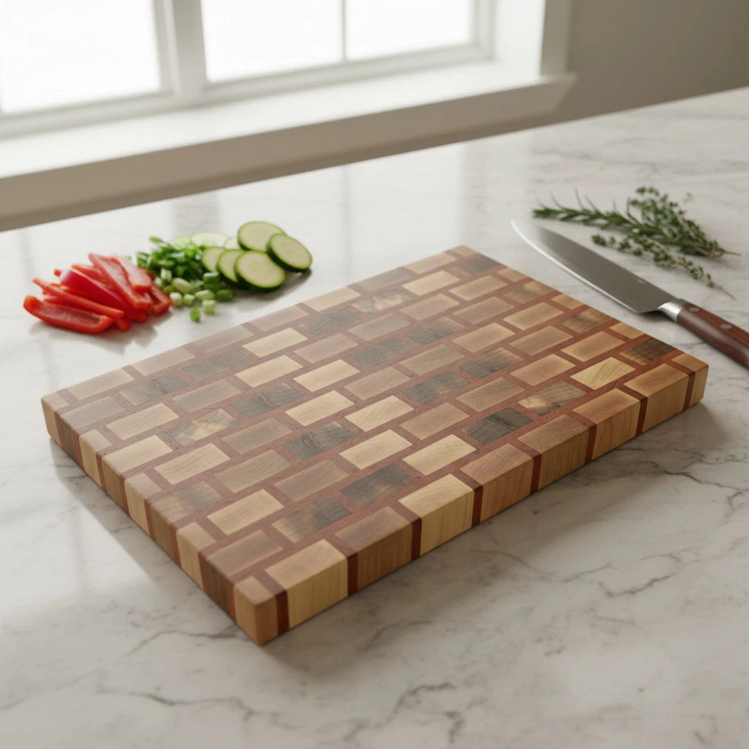 End Grain Brick Pattern Cutting Board | 16"x10"