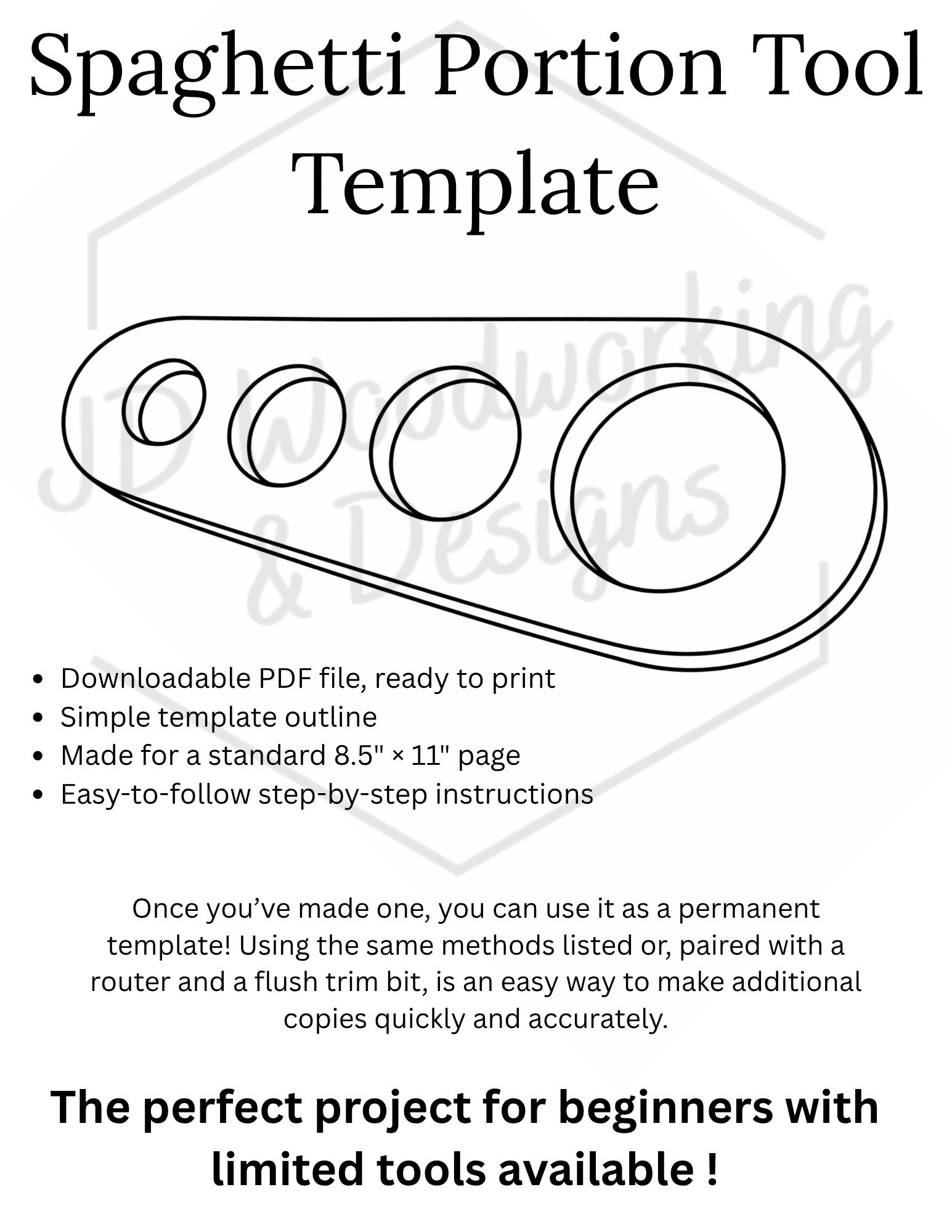 Spaghetti Portion Tool Template