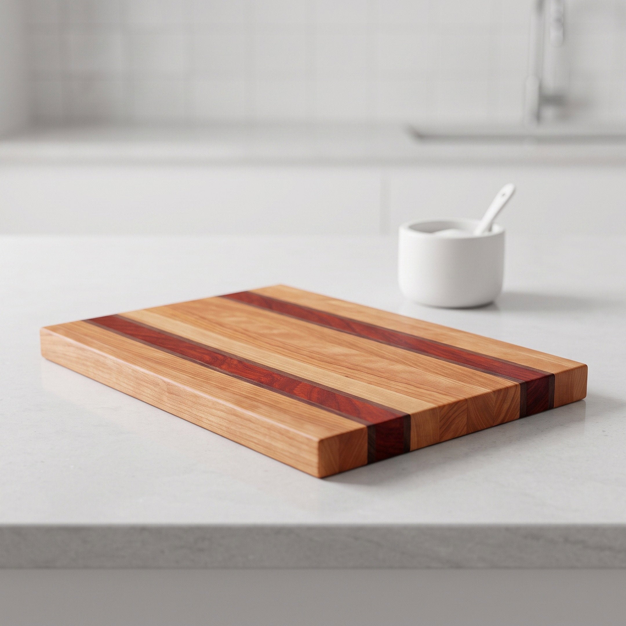 Edge Grain Cherry Cutting Board With Accents